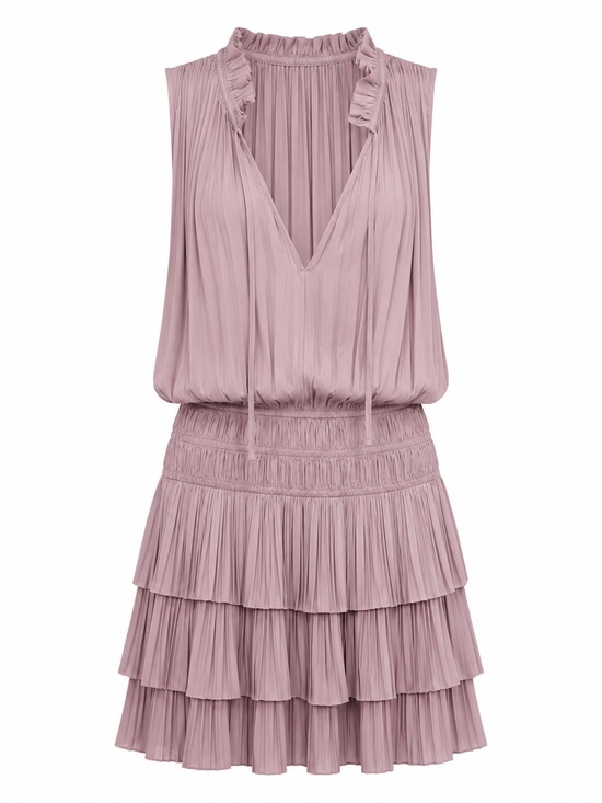 Current Air Dresses & Skirts - Anthropologie Drop Waist Pleated Mini Dress Blush Pink Coquette Romantic Large